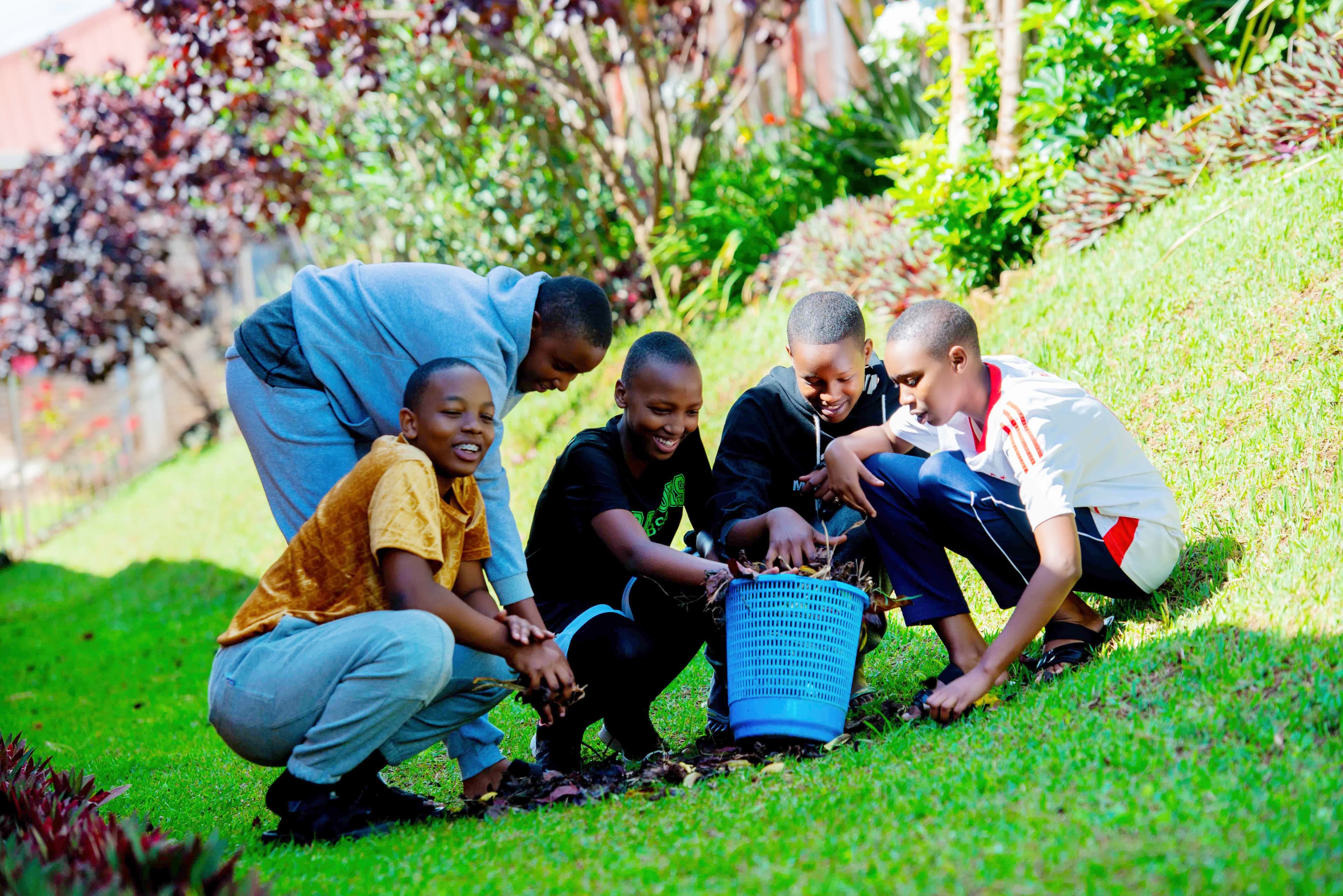 Students planting trees, delivering food parcels, or engaging with villagers.